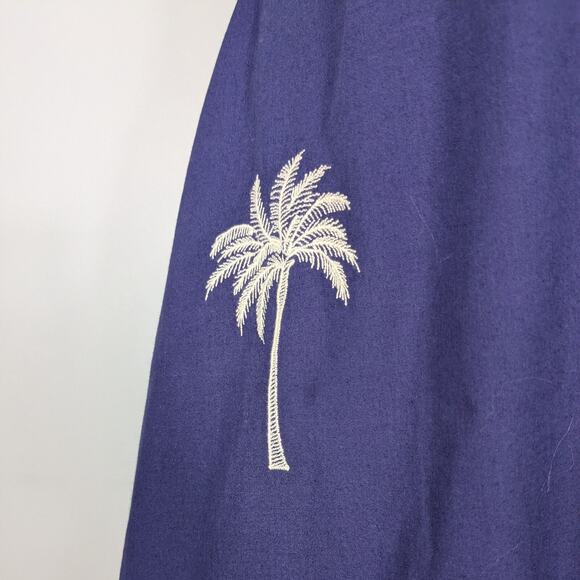 Tori Richard Maxi Dress 12 Blue Halter Tropical Palm Tree Long Beachy Navy - Picture 8 of 12